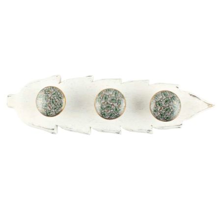 Green Butterfly Swarm Ceramic Hook in White